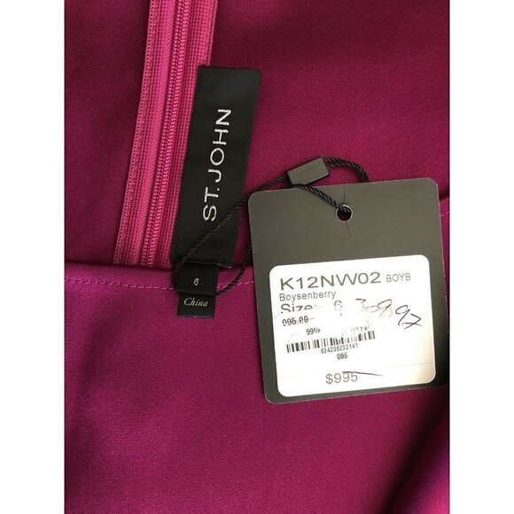 St. John Collection Womens Boat Neck Ruffle Hi-Lo Satin Dress Size 6 $995 - Picture 5 of 12